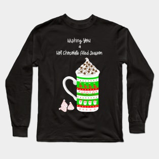 Hot Chocolate for Santa Cozy Winter Mugs on Sky Blue Long Sleeve T-Shirt